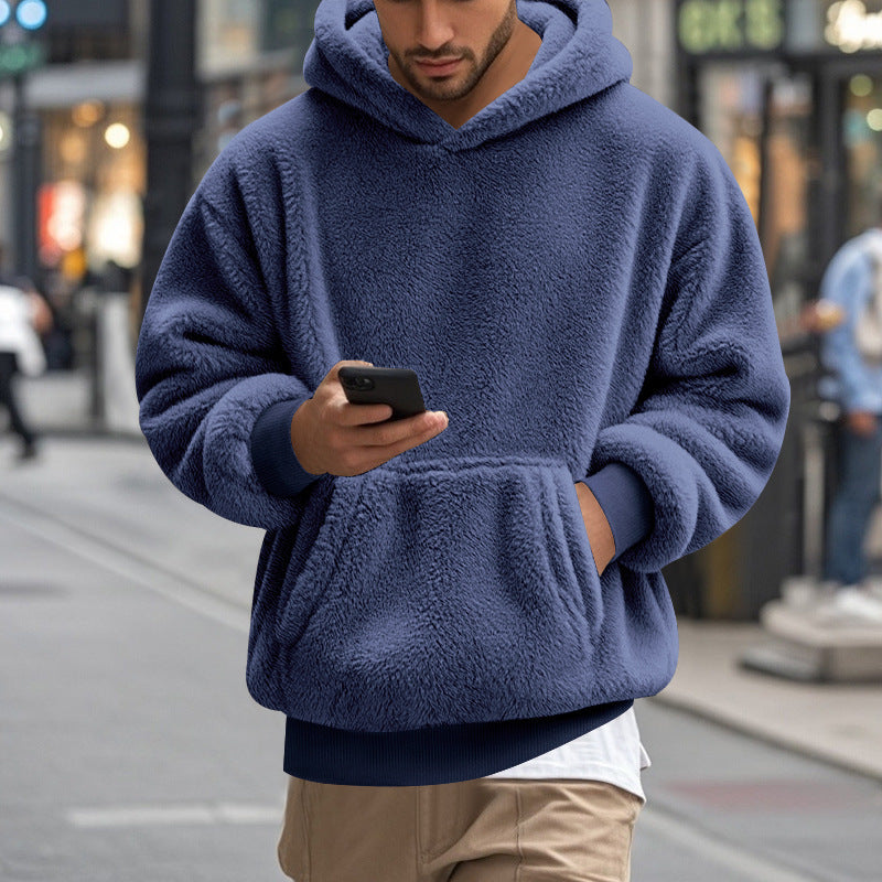Herren übergroßer Fleece-Hoodie mit Kängurutasche und gemütlichem Schnitt Krohn-e