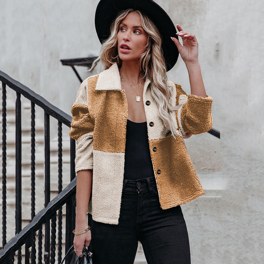 Damen Gemütliche Teddyjacke mit Statement-Kragen Krohn-e