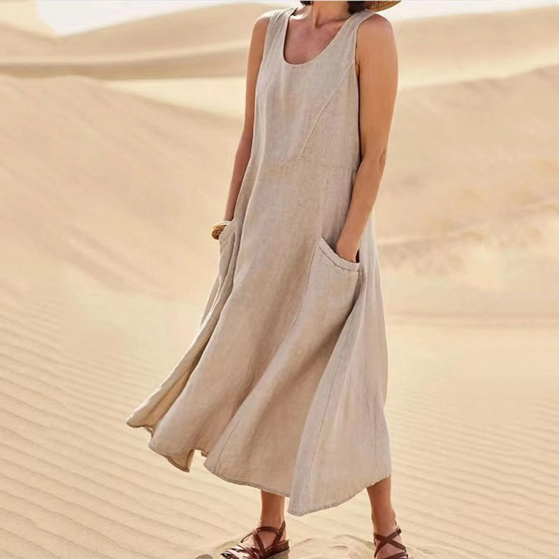 Damen Sommerliches Maxi-Kleid mit praktischen Taschen und lässigem Schnitt Krohn-e