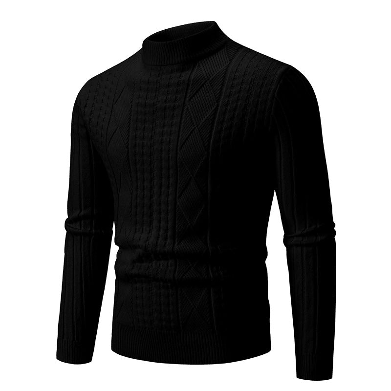 Herren Grobstrickpullover mit modernem Zopfmuster und hohem Kragen Krohn-e