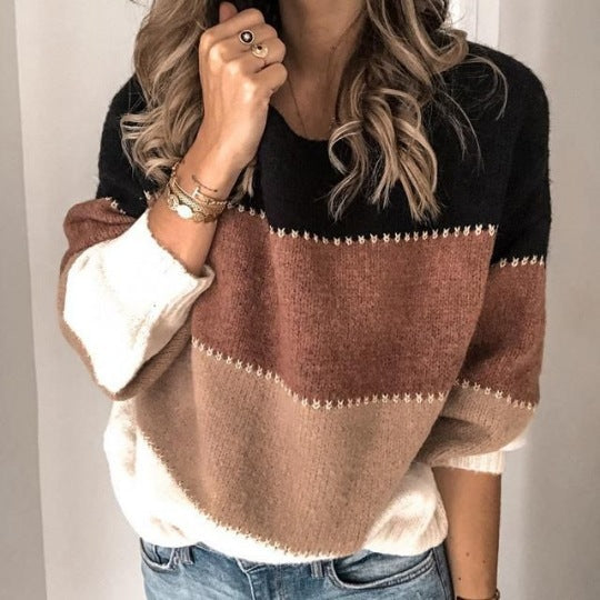 Damen lässiger Streifenpullover aus weichem Material Krohn-e