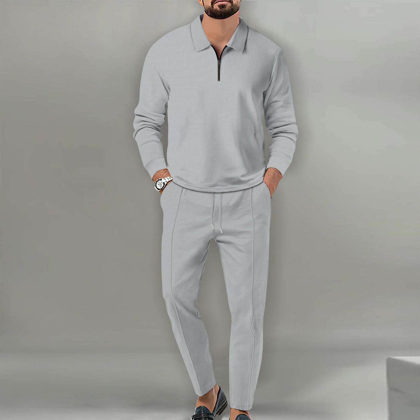 Herren Sportlicher Sweater mit Reißverschluss und eleganter Slim-Fit Hose Krohn-e