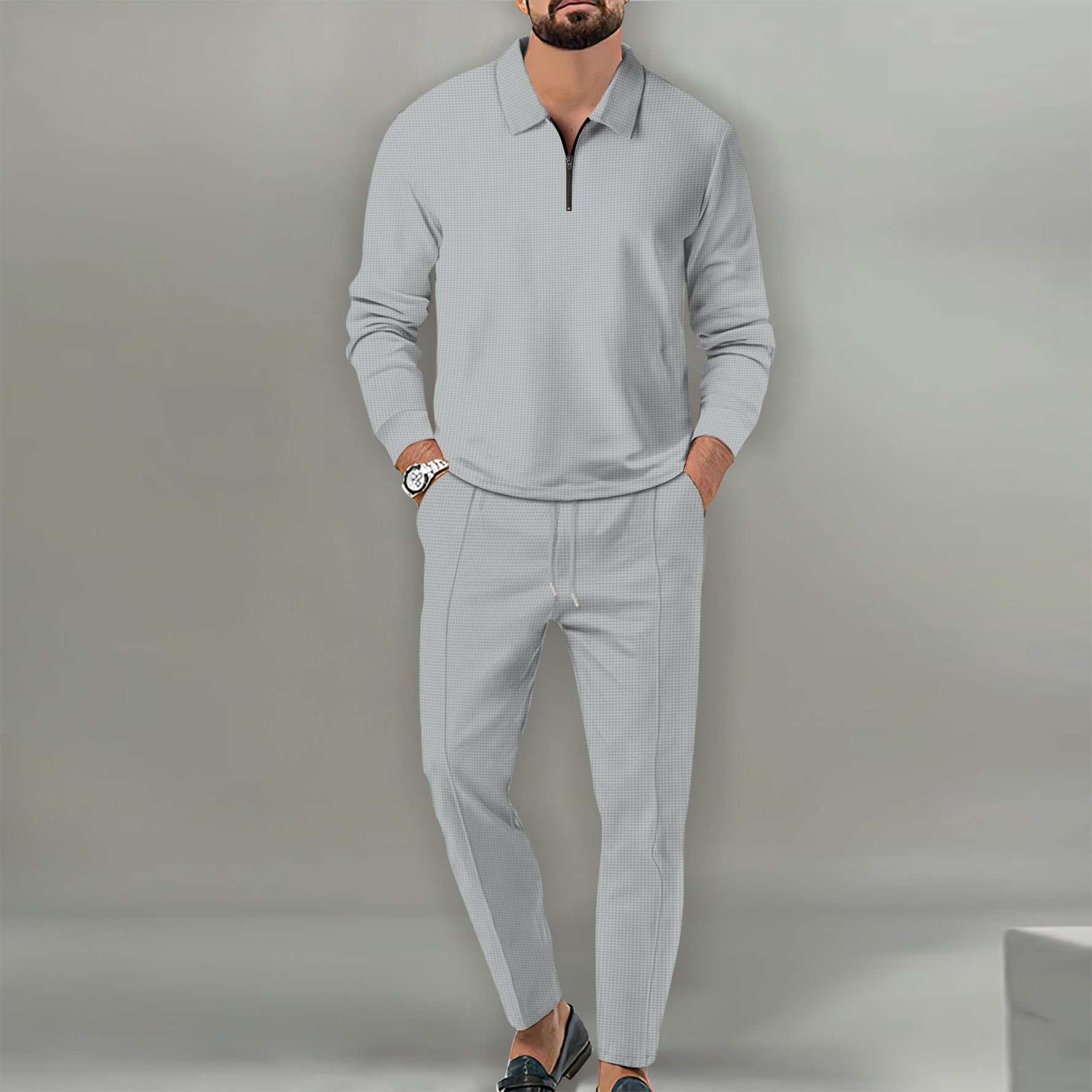 Herren Sportlicher Sweater mit Reißverschluss und eleganter Slim-Fit Hose Krohn-e