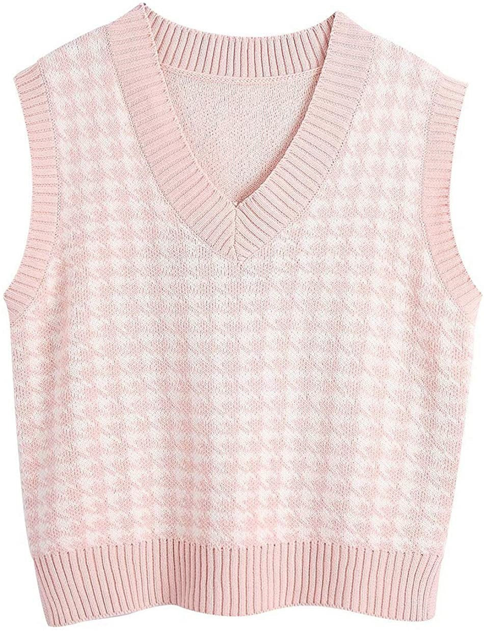 Damen ärmellose Strickweste mit modernem Hahnentrittmuster Krohn-e