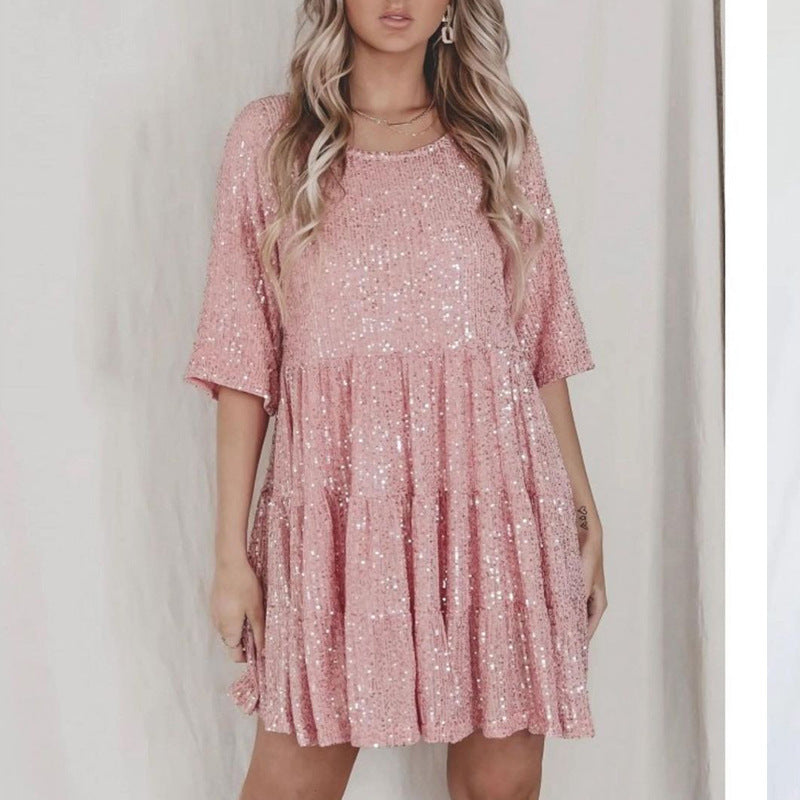 Damen funkelndes.Blusenkleid mit lockerer Passform Krohn-e
