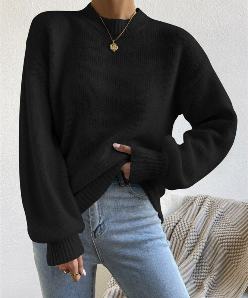 Damen Modischer Pullover mit hochgeschlossenem Ausschnitt und strukturiertem Strick Krohn-e