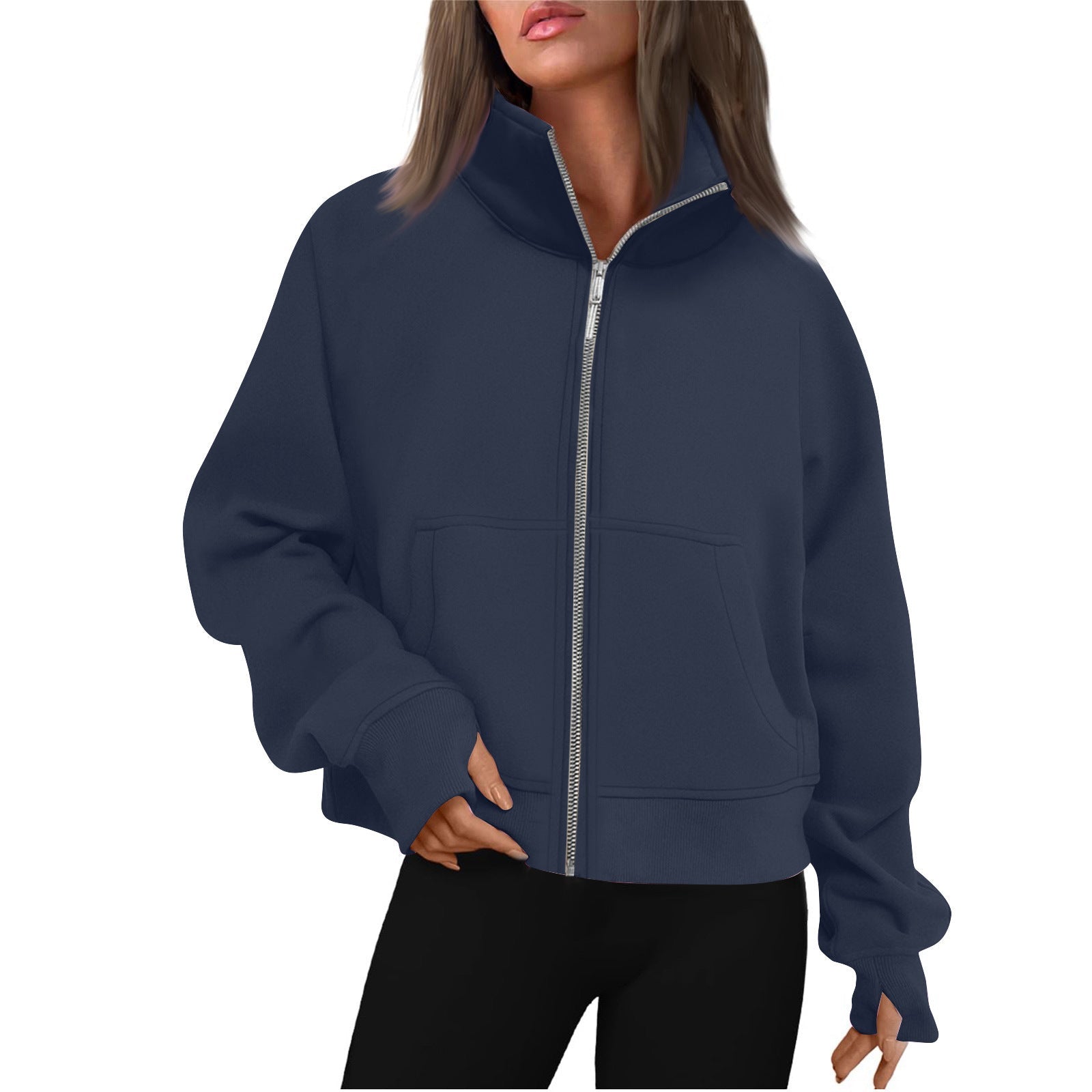 Damen bequeme Sweatjacke mit hohem Kragen Krohn-e