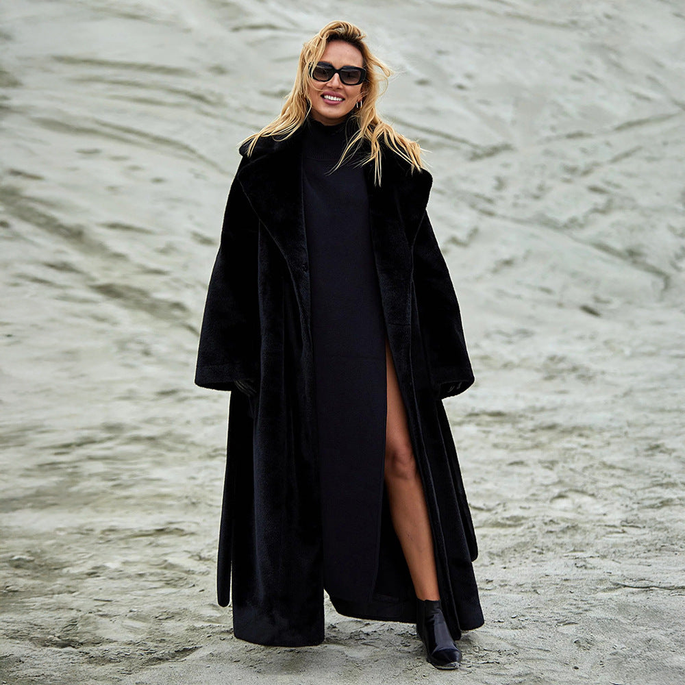 Damen Eleganter, gefütterter Wintermantel mit breitem Revers Krohn-e