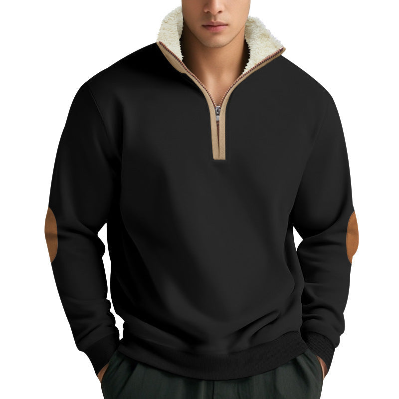 Herren Fleece Pullover mit Stehkragen und Kontrastdetails Krohn-e