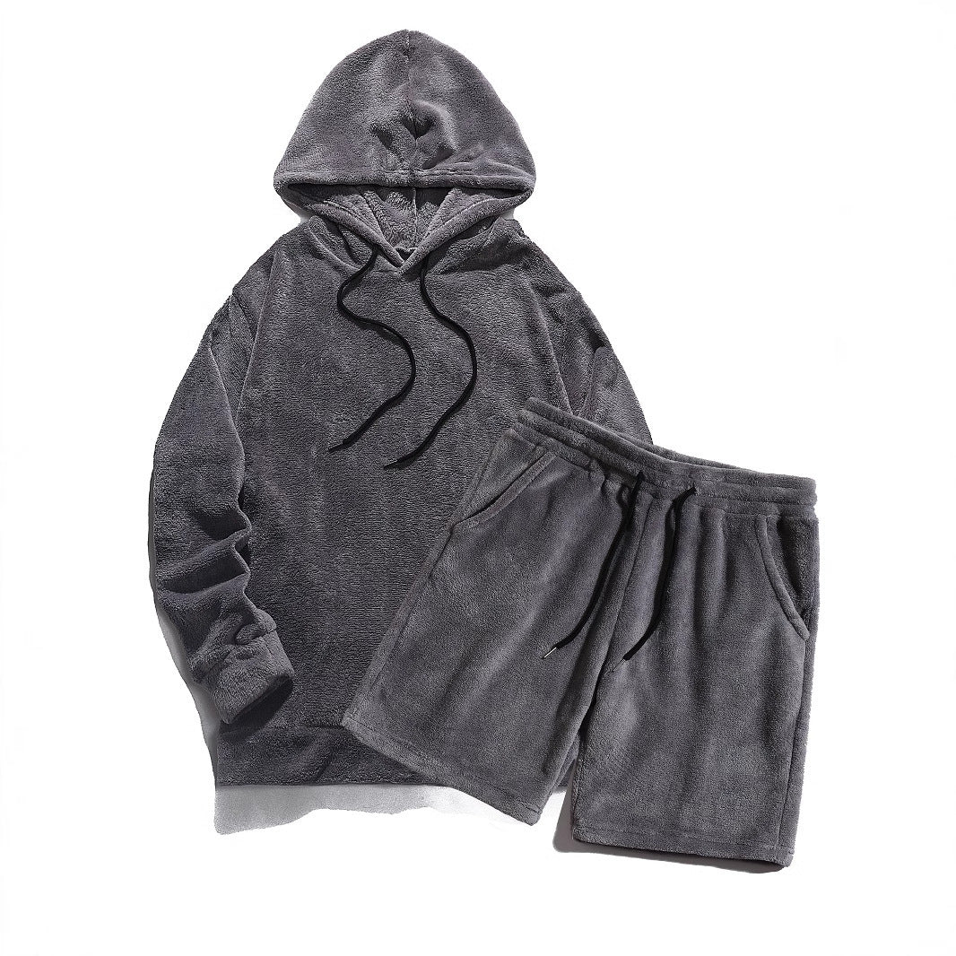 Herren Kuscheliges Hoodie-Shorts-Set Krohn-e
