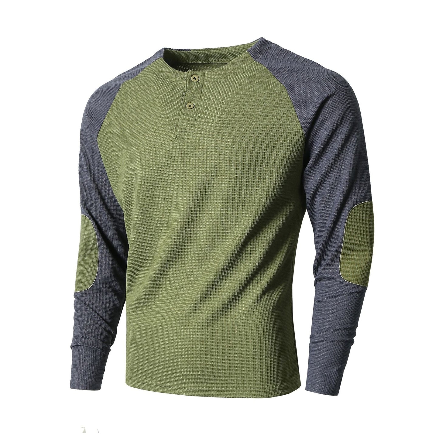 Herren Langarmshirt mit modischem Henley-Ausschnitt und strukturierten Ärmeln Krohn-e