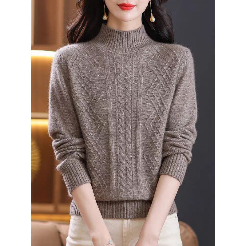 Damen Strickpullover mit Rippenstruktur und hochgeschlossenem Kragen Krohn-e