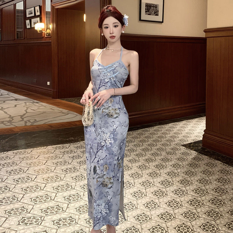 Fudus Vintage Blumenkleid mit Seitenschlitz