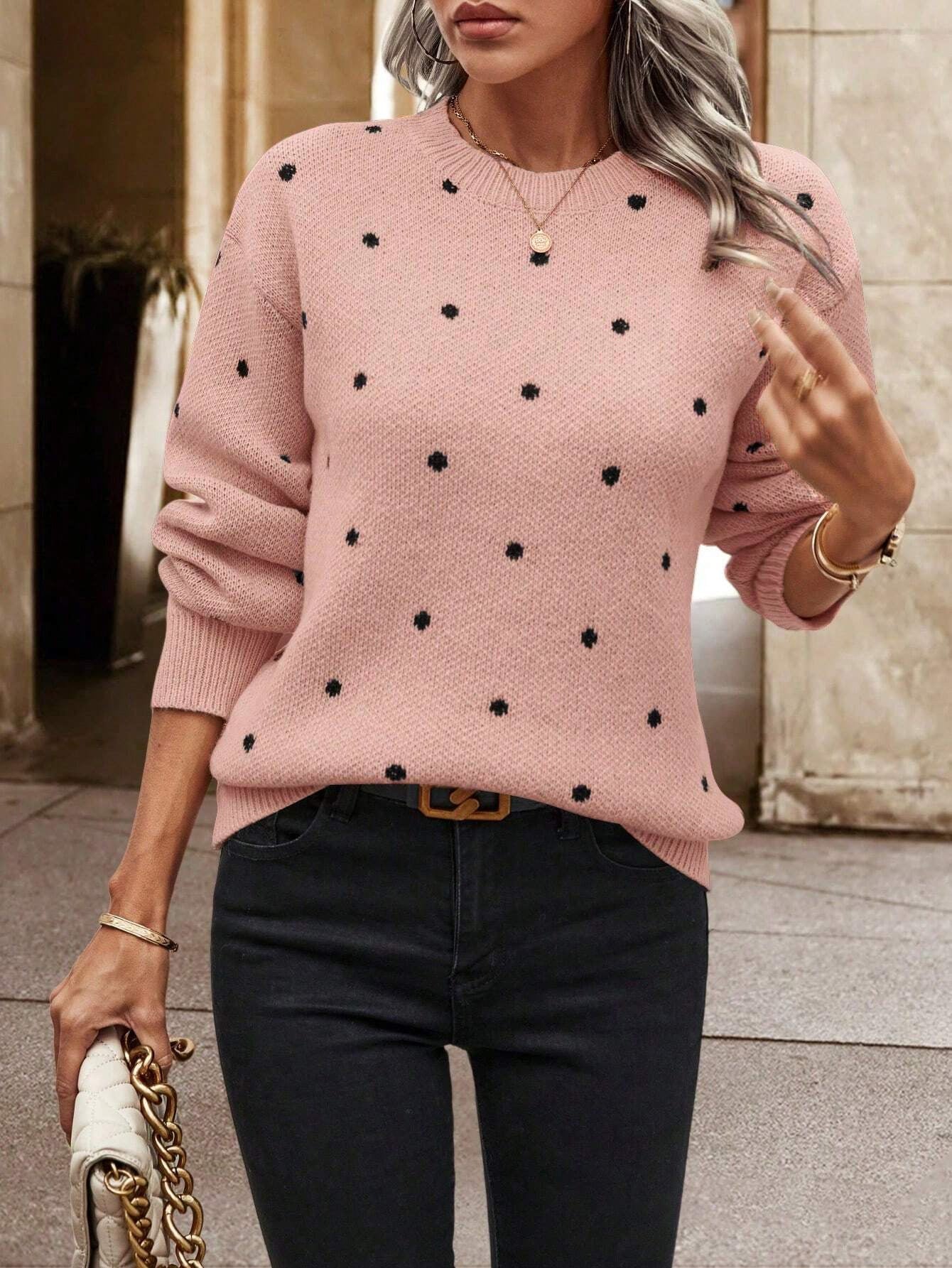 Damen Pullover mit strukturiertem Punktdesign Krohn-e
