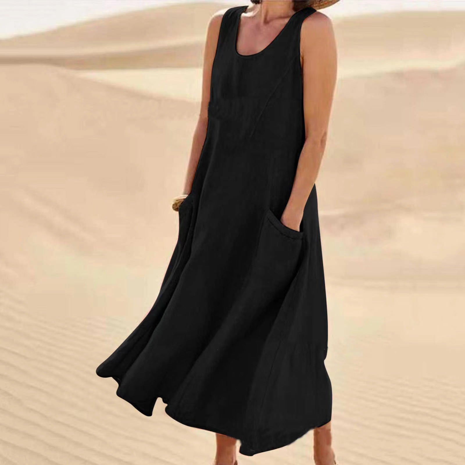 Damen Sommerliches Maxi-Kleid mit praktischen Taschen und lässigem Schnitt Krohn-e