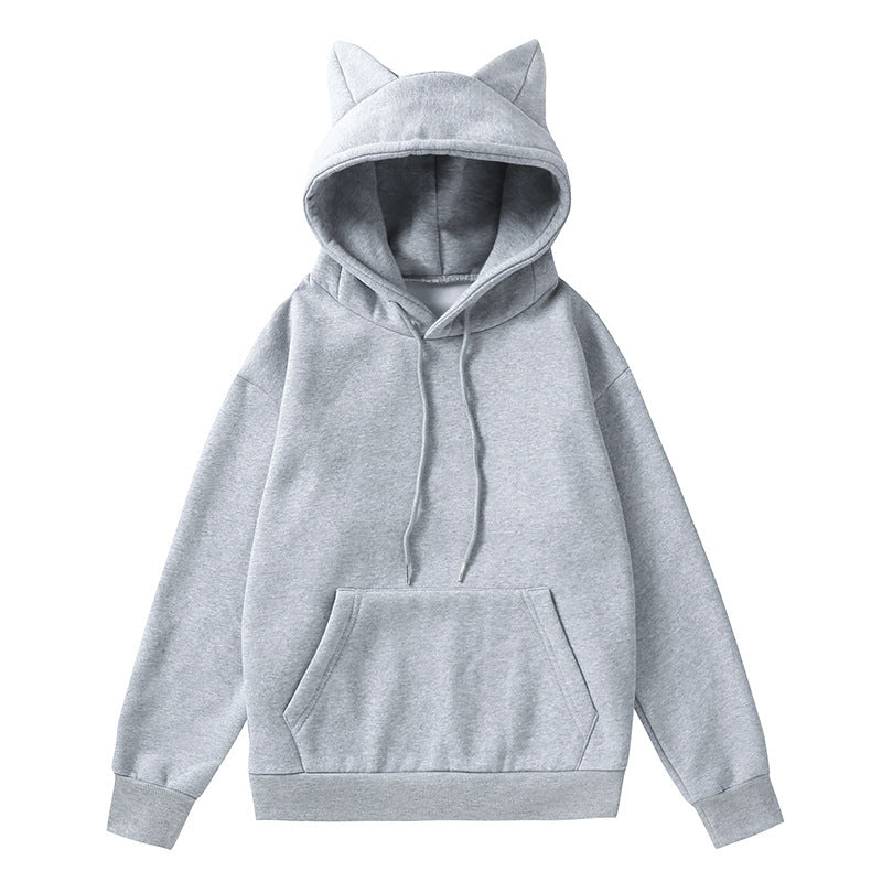 Damen Kapuzenpullover mit Katzenohren und weichem Innenfutter Krohn-e