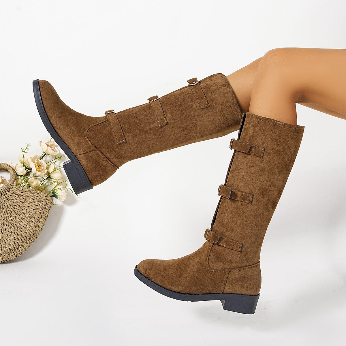 Damen Modische Stiefel mit dekorativen Schnallen und komfortablem Blockabsatz Krohn-e