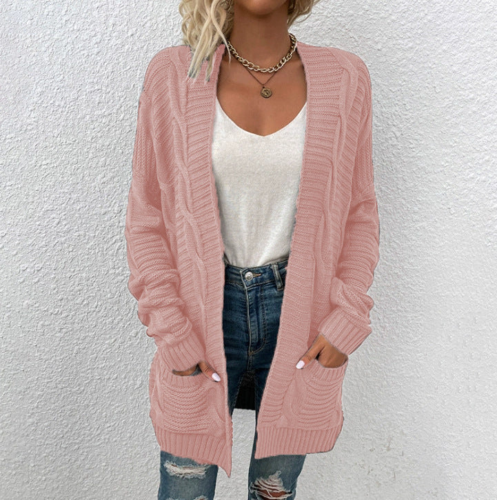 Damen Grobstrick-Cardigan mit großen Taschen und strukturiertem Design Krohn-e