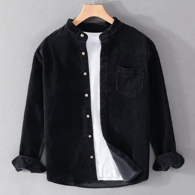 Herren Cordhemden mit Mandarin-Kragen und minimalistischem Design Krohn-e