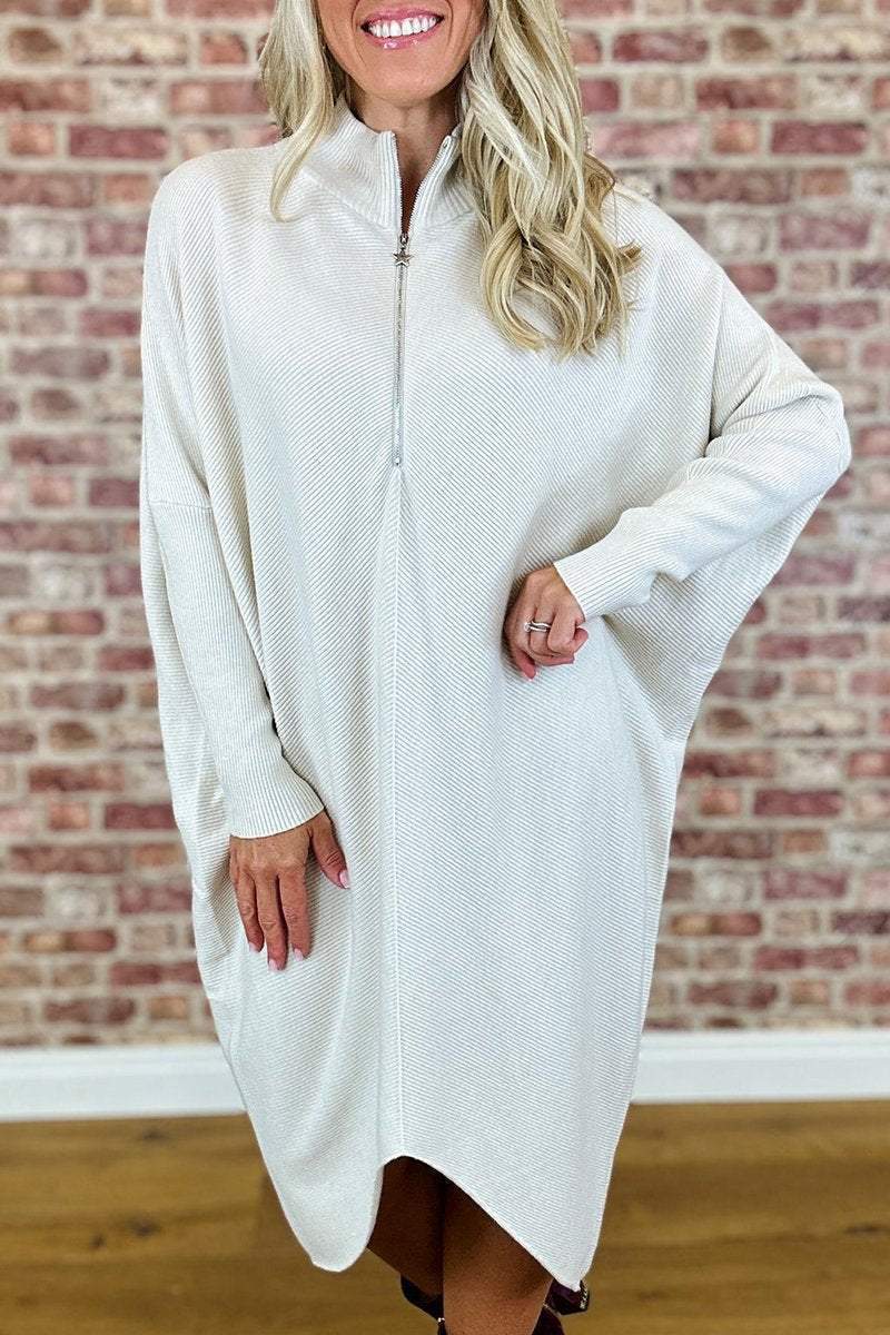 Damen Oversized Strickkleid mit Reißverschluss Krohn-e