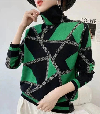 Eleganter Rollkragenpullover Leonor mit Druck