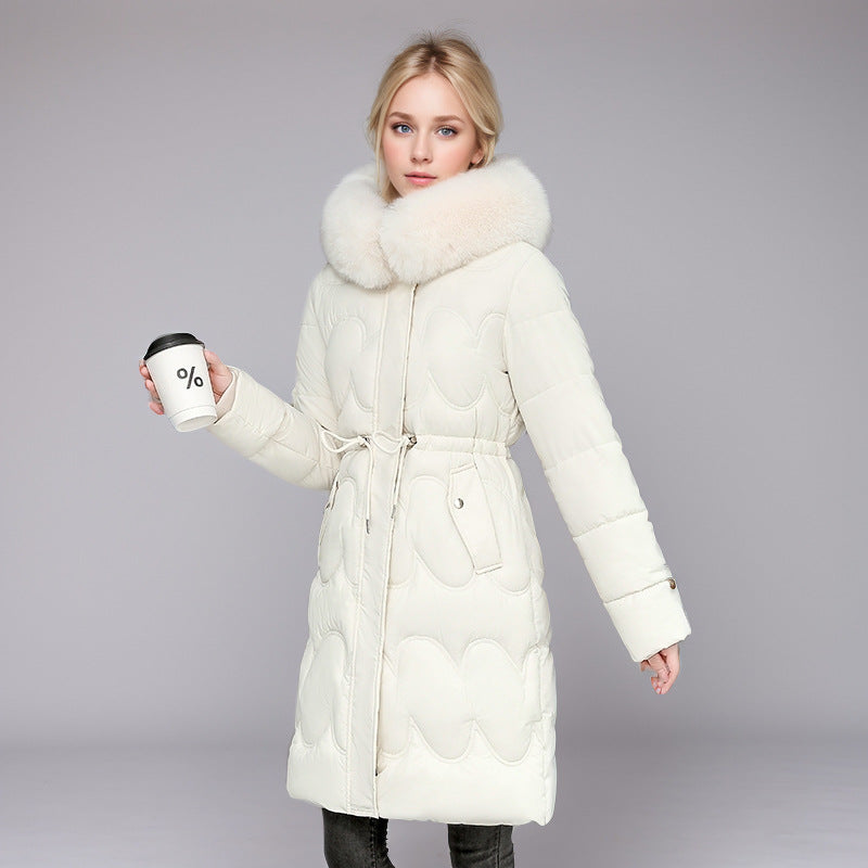 Damen modischer Puffer-Mantel mit abnehmbarem Kunstfellkragen und taillierbarem Gummizug Krohn-e