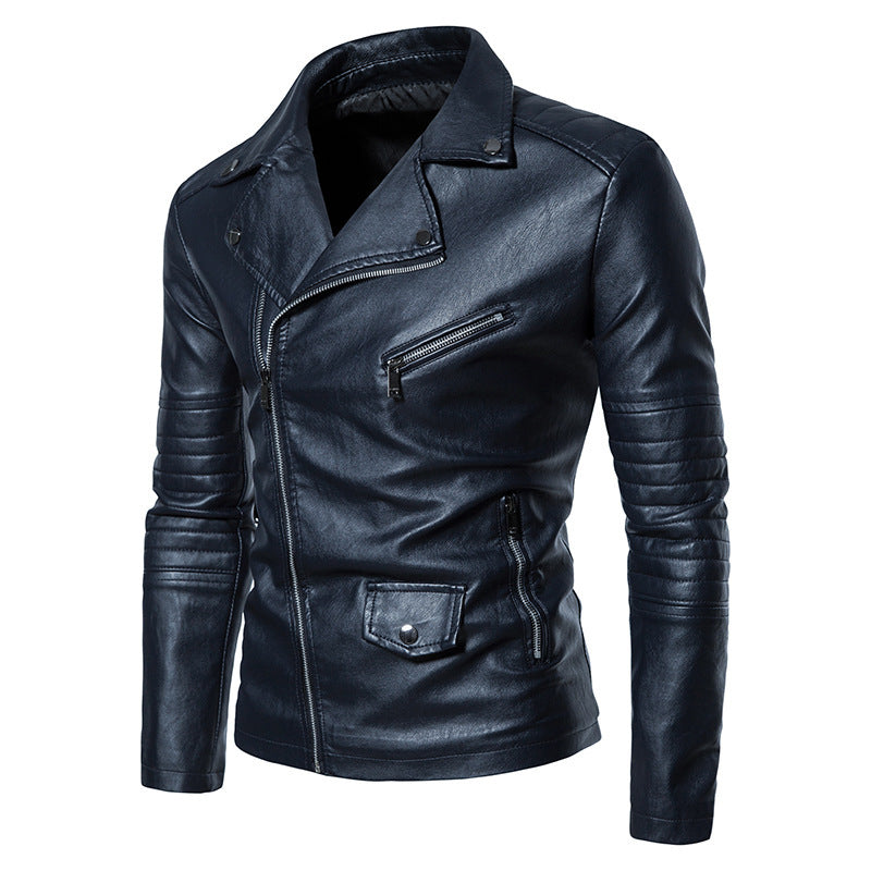Herren stylische Bikerjacke mit asymmetrischem Reißverschluss und praktischen Taschen Krohn-e