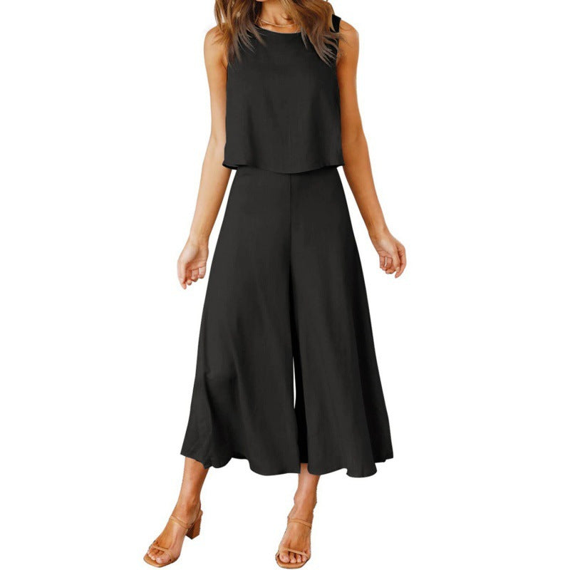 Damen Jumpsuit mit fließendem Schnitt und weitem Bein Krohn-e