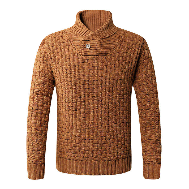 Herren Strickpullover mit modernem Schalkragen und Knopfdetails Krohn-e