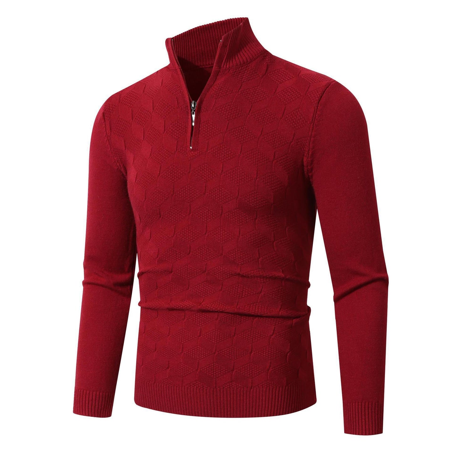 Herren lässiger Strickpullover mit halbem Reißverschluss und strukturiertem Muster Krohn-e