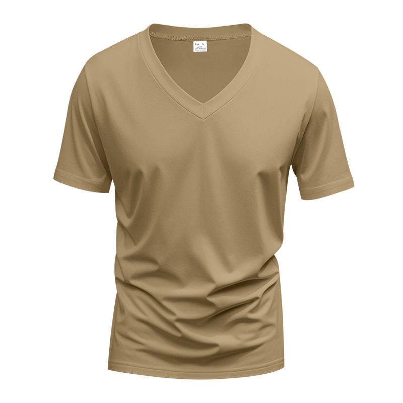 Herren V-Ausschnitt T-Shirt aus atmungsaktivem Baumwollmix mit modernem Schnitt Krohn-e
