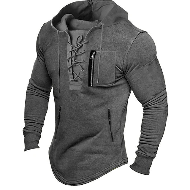 Herren Sportlicher Kapuzenpullover mit ausgefallenem Schnürverschluss Krohn-e