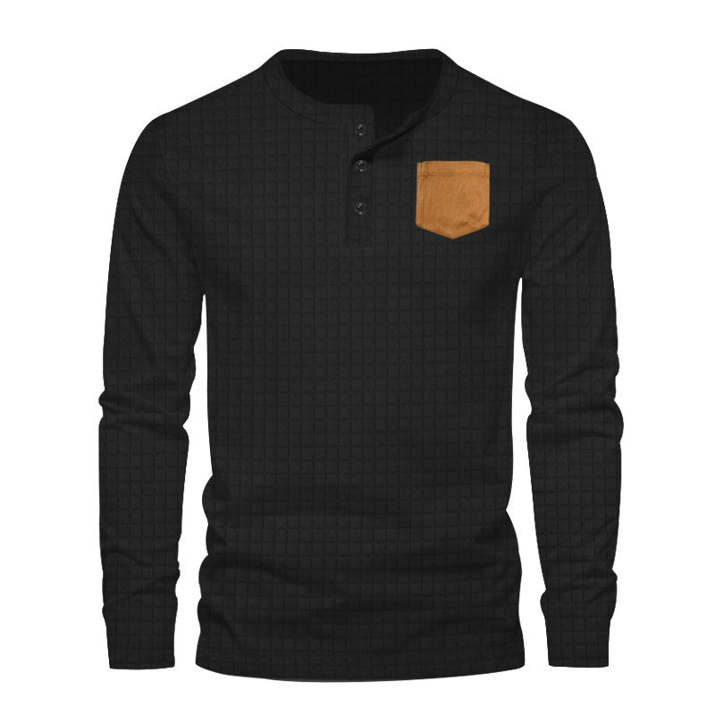 Herren Langarmshirt mit strukturiertem Design applikation Krohn-e