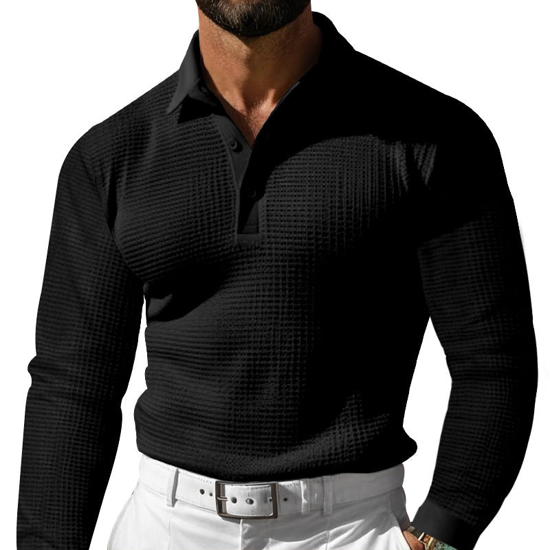 Herren Langarm-Poloshirt mit strukturiertem Design und klassischem Kragen Krohn-e