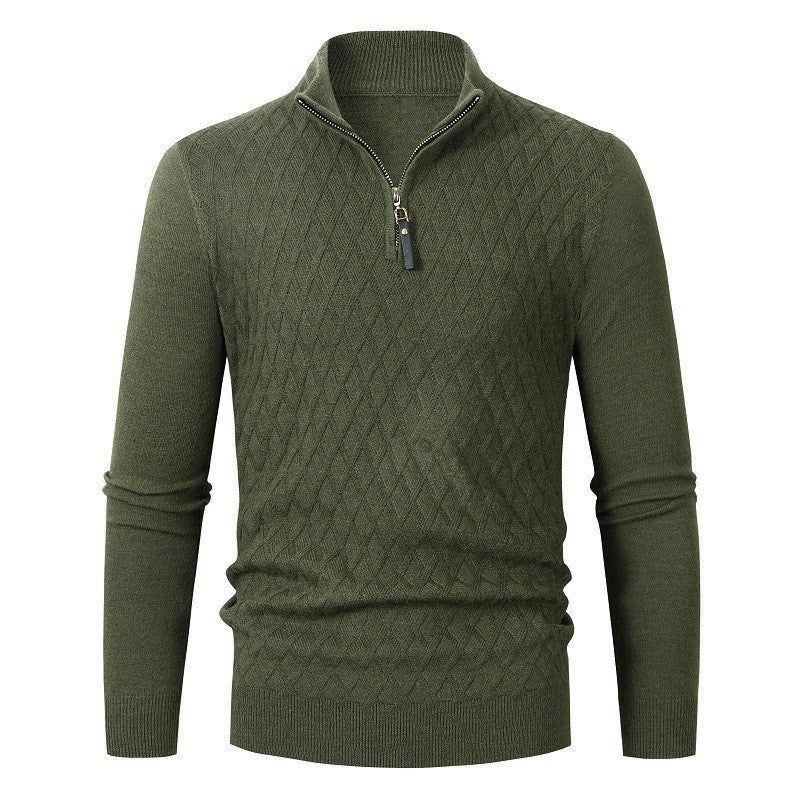 Herren Strickpullover mit modernem Rautenmuster und Reißverschluss Krohn-e