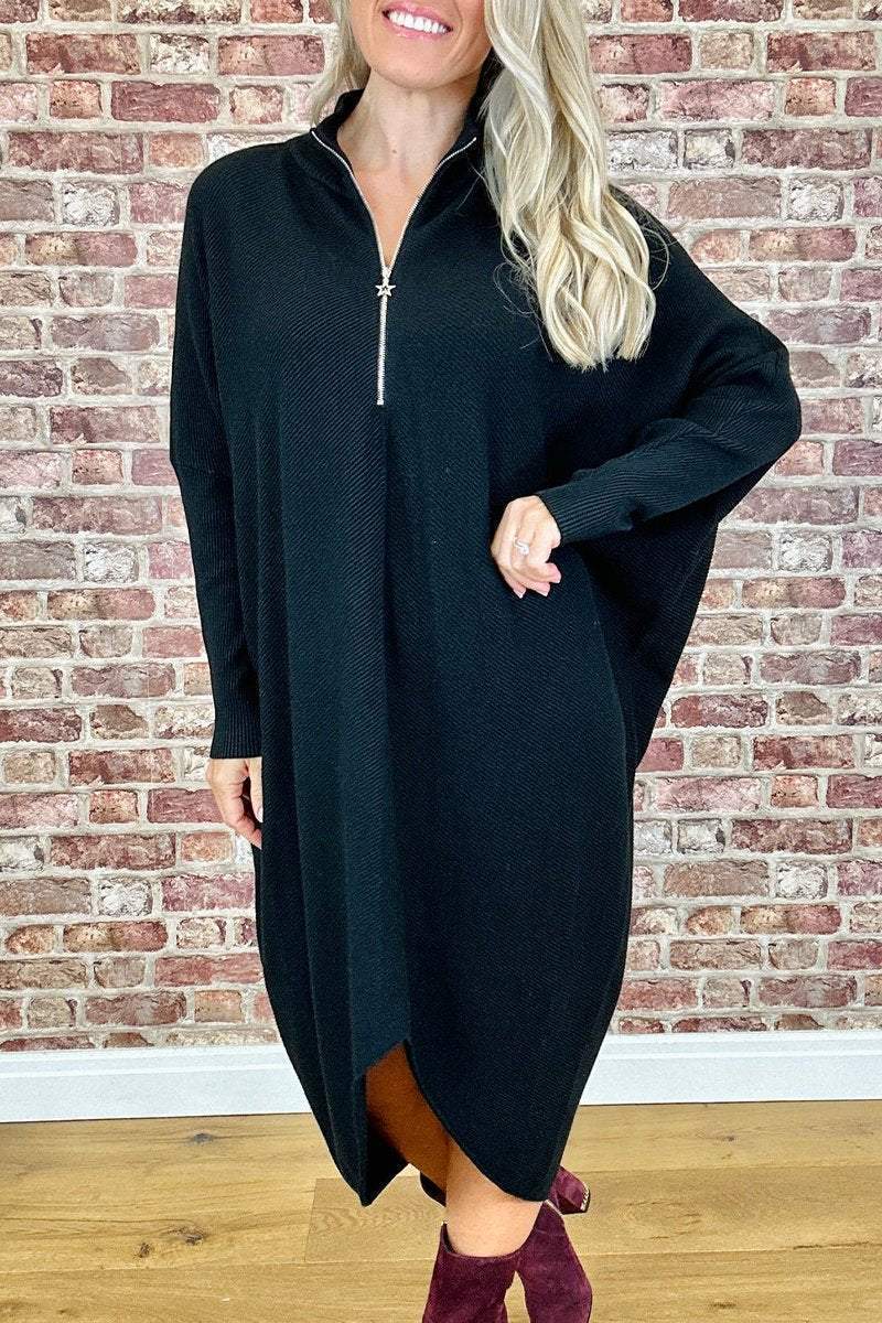 Damen Oversized Strickkleid mit Reißverschluss Krohn-e