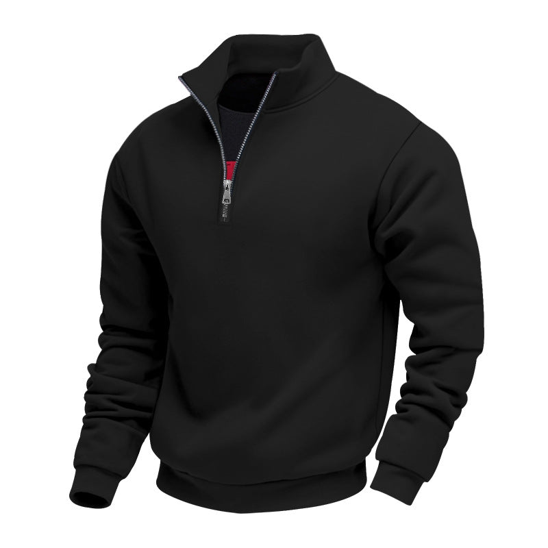 Herren leichter Fleecepullover mit Stehkragen und halblangem Reißverschluss Krohn-e