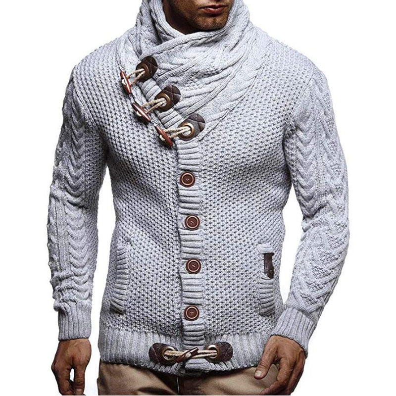 Herren Strickjacke mit asymmetrischem Kragen und einzigartigem Knopfdesign Krohn-e