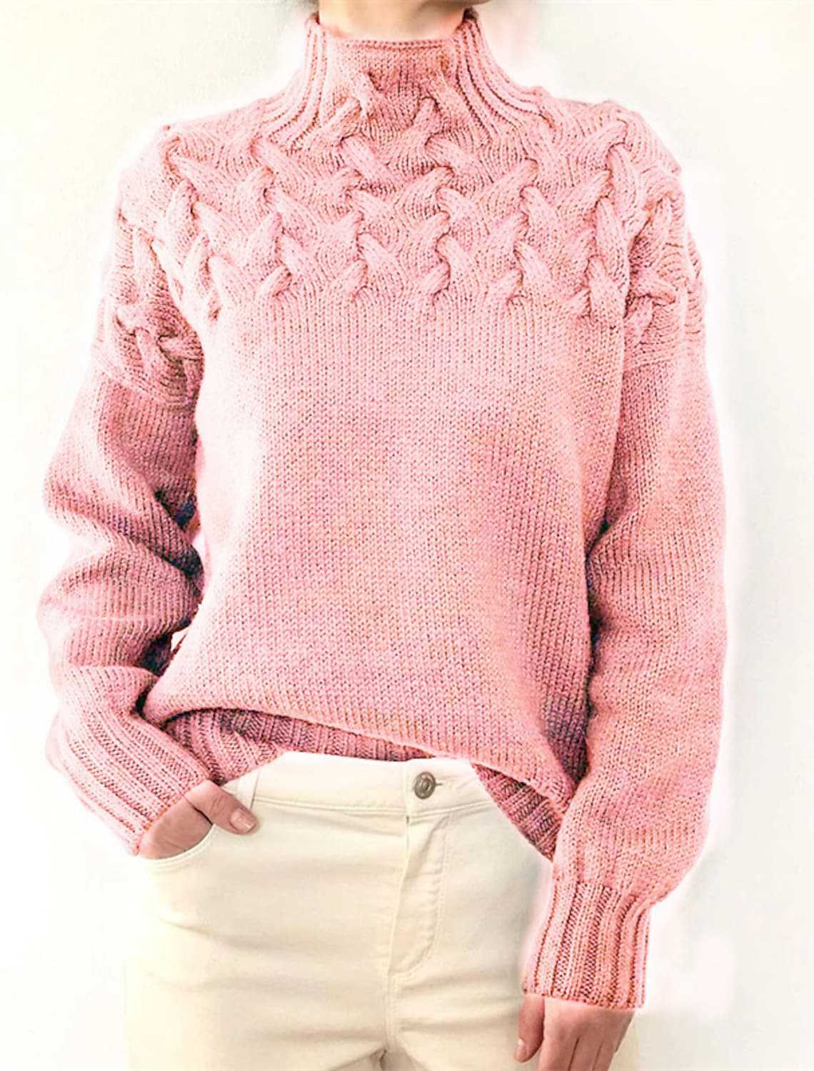 Damen Grobstrickpullover mit Stehkragen und Zopfmuster Krohn-e
