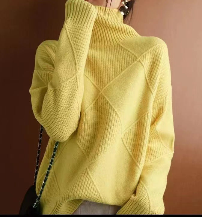Damen Grobstrickpullover mit schickem Rollkragen und strukturiertem Muster Krohn-e