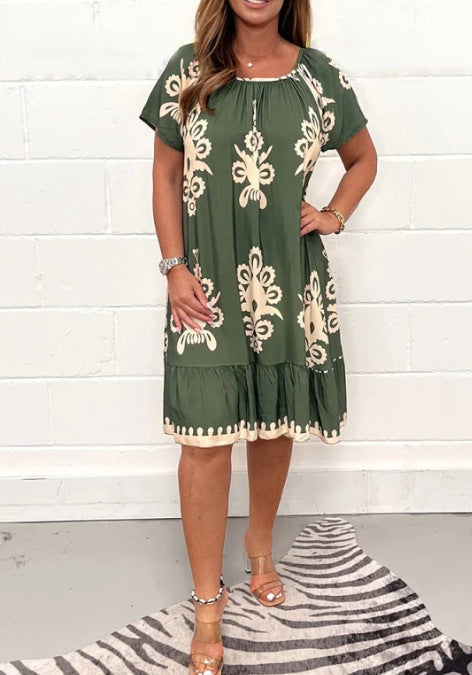 Fudus Sommerkleid: Kurzärmlig & bedruckt