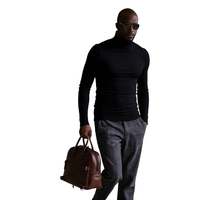 Herren rollkragen pullover mit feiner Struktur Krohn-e