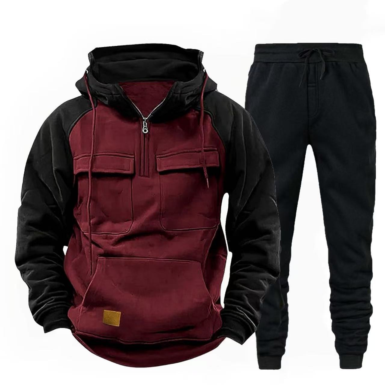 Herren funktionale Kapuzenjacke mit Reißverschluss und Jogginghose Krohn-e