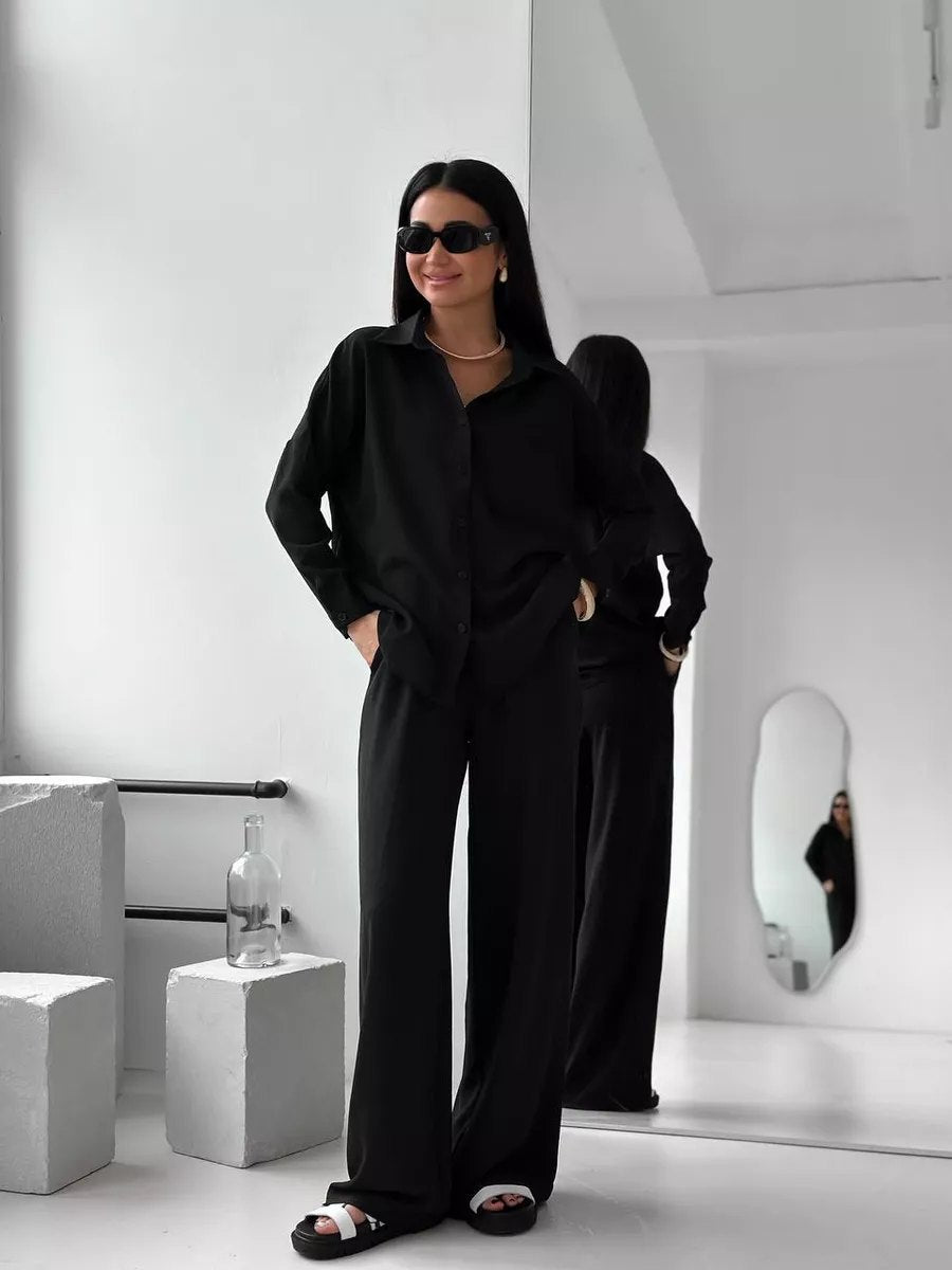 Damen lässige Bluse im Oversized-Stil mit Taschen Krohn-e