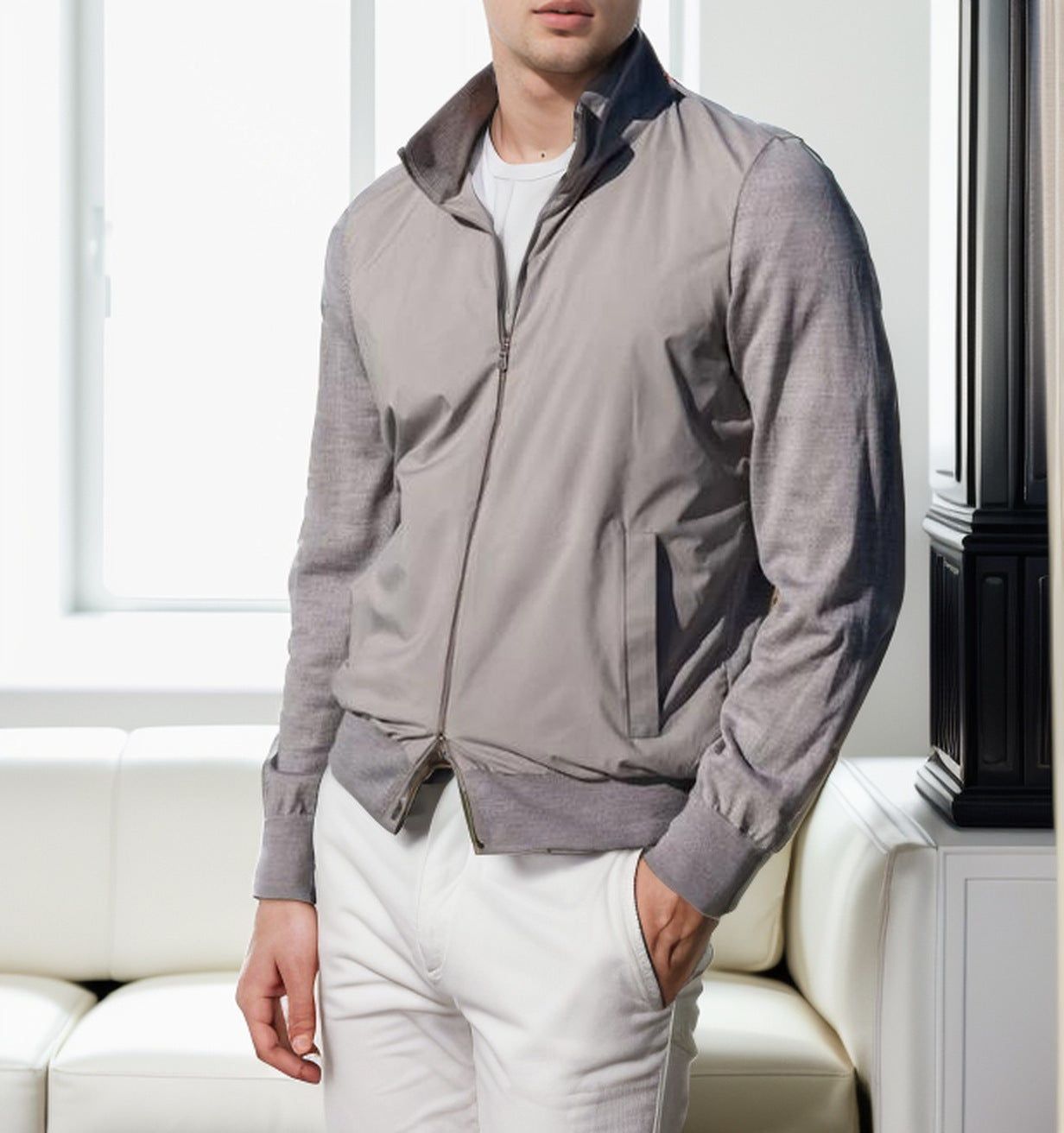 Herren modische Leichtjacke mit Stehkragen und praktischen Taschen Krohn-e