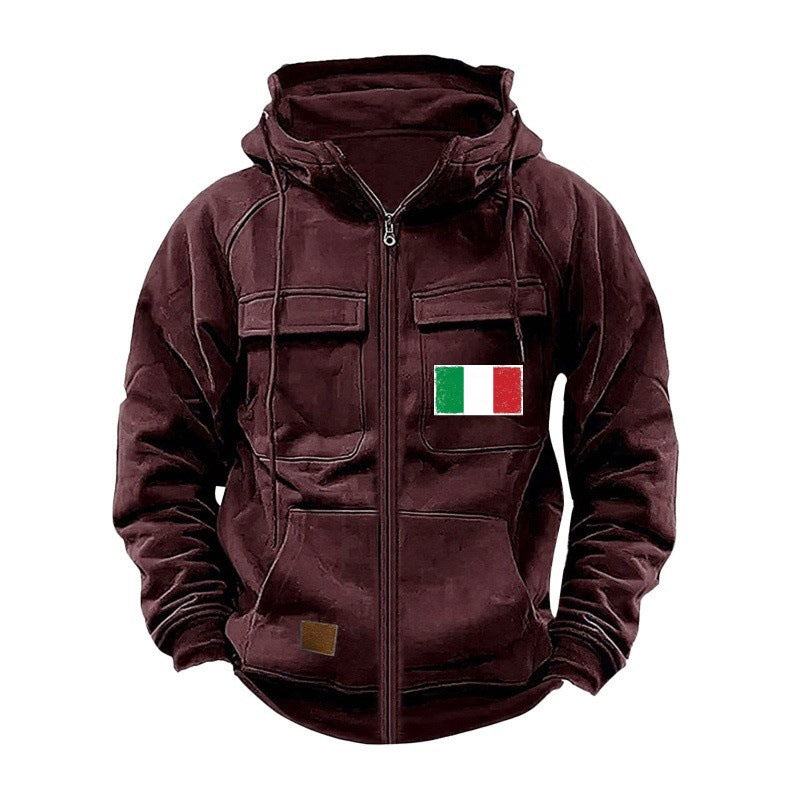 Herren modische Kapuzenjacke mit praktischen Taschen und verstellbarem Kragen Krohn-e