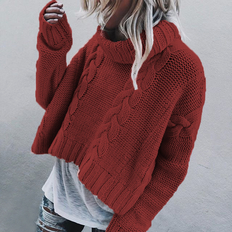Damen Grobstrickpullover mit voluminösem Rollkragen und Zopfmuster Krohn-e