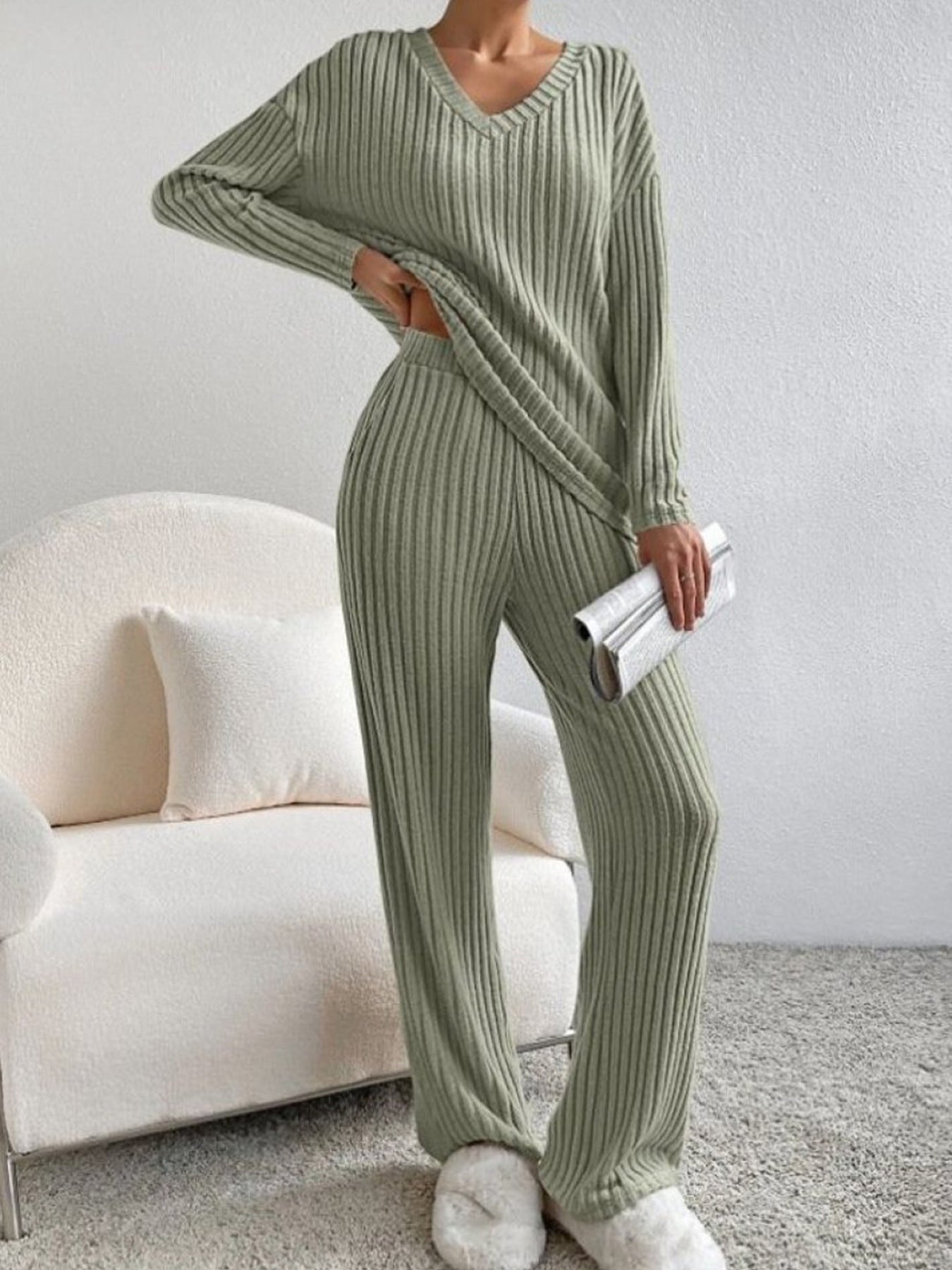 Damen Bequemes Lounge-Set mit Rippstruktur Krohn-e