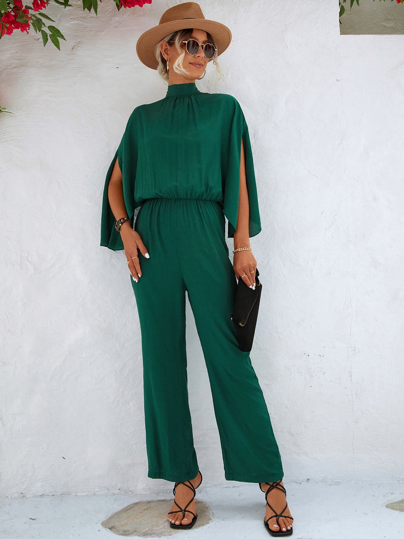 Damen Jumpsuit mit hohem Kragen und fließenden Ärmeln Krohn-e
