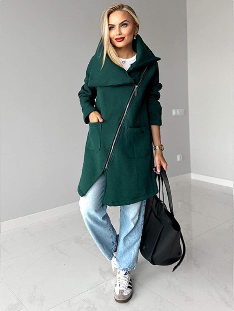 Krohn-e | Reißverschluss Revers Mid Length Fleece Sweatshirt Jacke